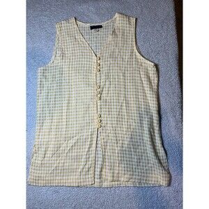 Cimmaron Dress Button Down Sleeveless Top Yellow And White Sz 16